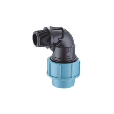 BSPT Azul escuro PN16 PP Pe Tubo de compressão Acessórios Cotovelo para irrigação agrícola