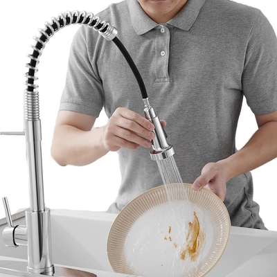 Tubina de cozinha de mão única montada no convés em níquel escovado com tampa de buraco