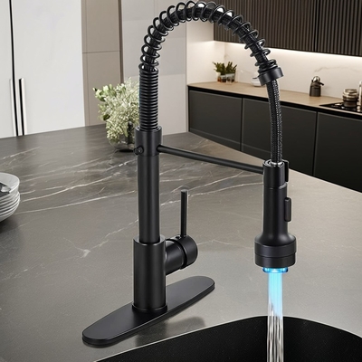 Garrafa de cozinha de aço inoxidável clássica de punção única com núcleo de válvula de cerâmica e luz LED