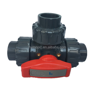 OEM ODM 2 Inch Pool 3 Way Ball Valve com serviço de processamento de moldagem em cinza branco
