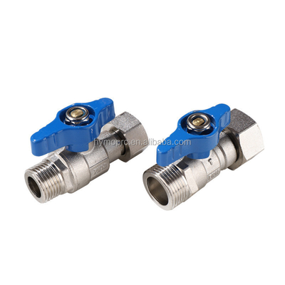 ASTM/DIN Standard Mini Ball Valve PEX Nickel Plated para tubos de gás de cobre