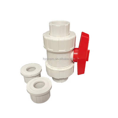 1/2&quot;-8&quot; PVC True Union Ball Valve Long Handle Cor Branca para Conexão Socket/Thread