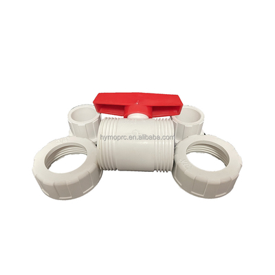 1/2&quot;-8&quot; PVC True Union Ball Valve Long Handle Cor Branca para Conexão Socket/Thread