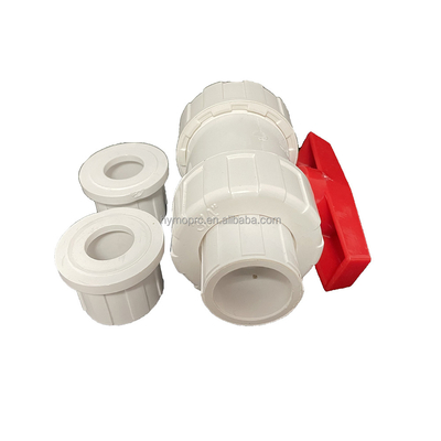 1/2&quot;-8&quot; PVC True Union Ball Valve Long Handle Cor Branca para Conexão Socket/Thread