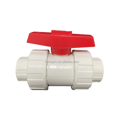 1/2&quot;-8&quot; PVC True Union Ball Valve Long Handle Cor Branca para Conexão Socket/Thread