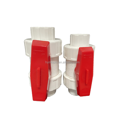 1/2&quot;-8&quot; PVC True Union Ball Valve Long Handle Cor Branca para Conexão Socket/Thread