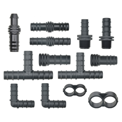 Fittings de irrigação por gotejamento de 20 mm e 16 mm azuis Anel de pinça de plástico para tubo de gotejamento de tubos de PE